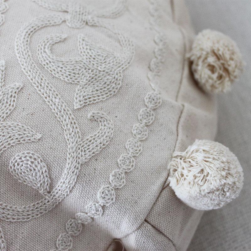 ラウンド クッションカバー 45cm 円形 丸型 グレー オフホワイト 生成