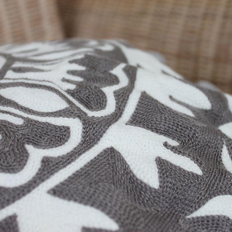 ラウンド クッションカバー 45cm 円形 丸型 グレー オフホワイト 生成