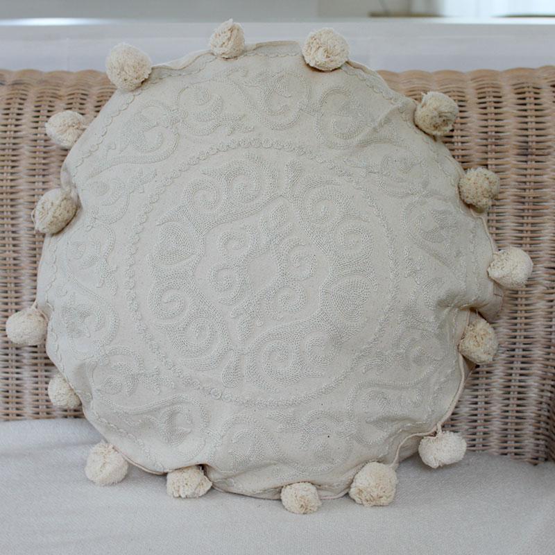 ラウンド クッションカバー 45cm 円形 丸型 グレー オフホワイト 生成