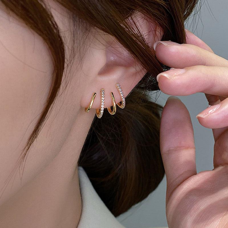 ピアス 4連 ゴールド イヤーフック風 イヤーカフ風ピアス 送料無料  