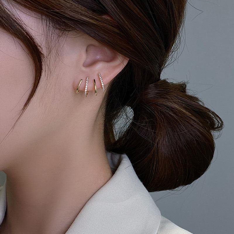 ピアス 4連 ゴールド イヤーフック風 イヤーカフ風ピアス 送料無料