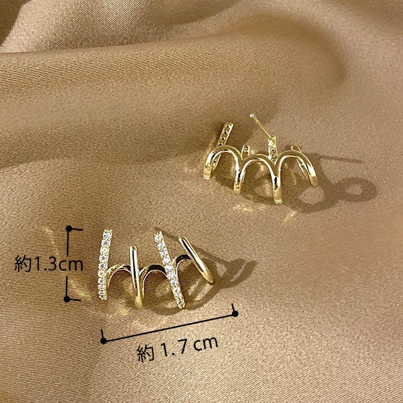 ピアス 4連 ゴールド イヤーフック風 イヤーカフ風ピアス 送料