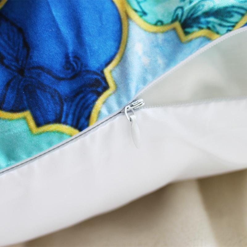 モロッカン柄 ブルー＆ライトブルー（2枚セット）クッションカバー