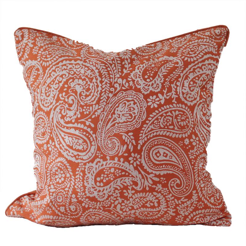 ペイズリー柄フリンジ付きクッションカバー 送料無料 ペイズリー柄 クッションカバー 全3色 45cm イエロー