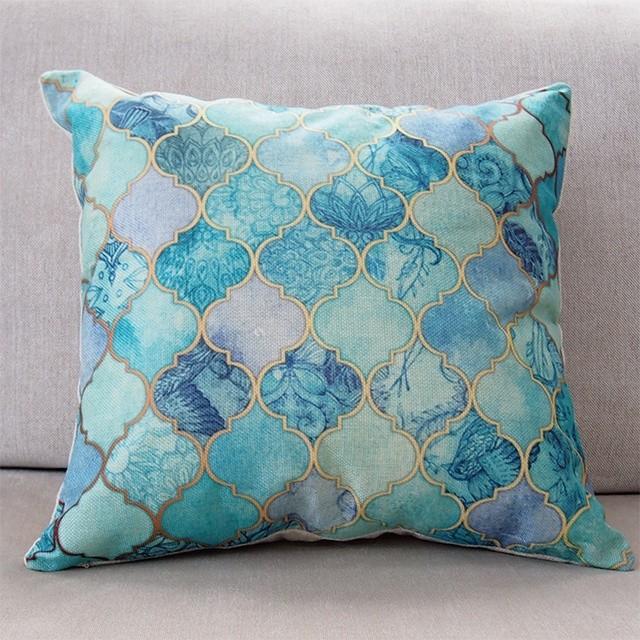 送料無料 クッションカバー モロッカン ライトブルー 青 水色 海