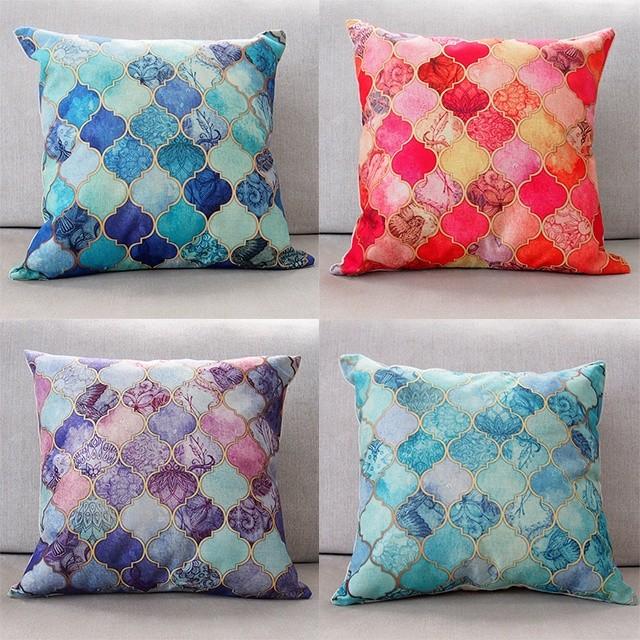 送料無料 クッションカバー モロッカン ライトブルー 青 水色 海