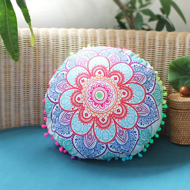 送料無料! ラウンドクッションカバー ネイティブ柄 丸型 円形 : mignon