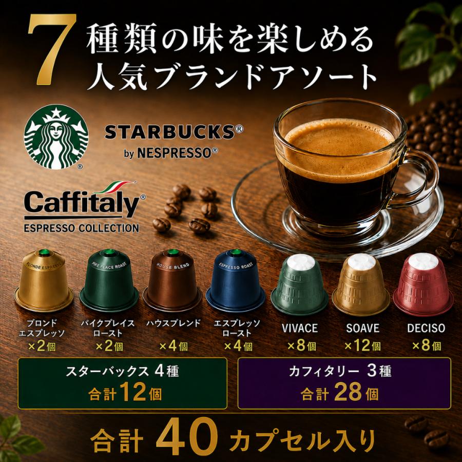 ネスプレッソ互換 カプセルコーヒー 40カプセル 7種アソート