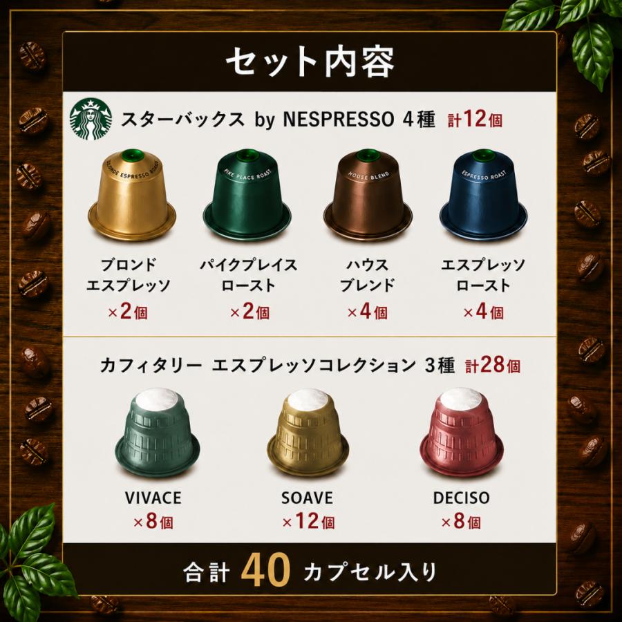 ネスプレッソ互換 カプセルコーヒー 40カプセル 7種アソート