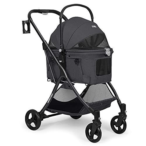 Beberoadペットカート ペットバギー 多機能折りたたみ式猫小型犬ペットベビーカー 取り外し可能なバスケット 金属製のハンドル 前輪360°回転