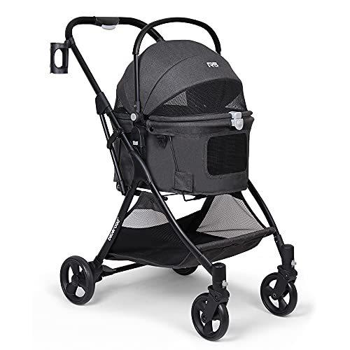 Beberoadペットカート ペットバギー 多機能折りたたみ式猫小型犬ペットベビーカー 取り外し可能なバスケット 金属製のハンドル 前輪360°回転