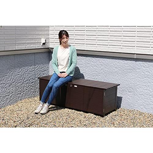 APET アルミ縁台ストッカー ガーデニング 物置 収納庫 大容量 110cm ブラウン幅113×奥行45×高さ48cm 