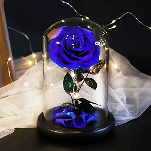 可愛い 花 薔薇 ローズ ブルー バラ プリザーブドフラワー ガラスドーム きれい ロマンティック ブリザードフラワー 木製ベース Ledライト付き プリペイドカード コード販売 数量限定セール Themtransit Com