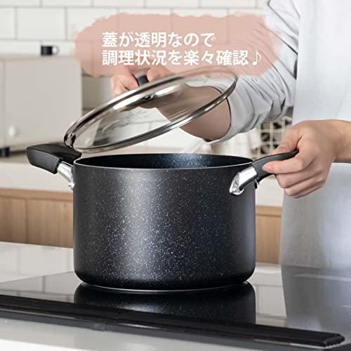 パール金属 カレー・シチューポット 22cm ガラス蓋付 IH対応 マーブルダイヤモンド ママディナーα HB-5896｜mmp-shop｜06