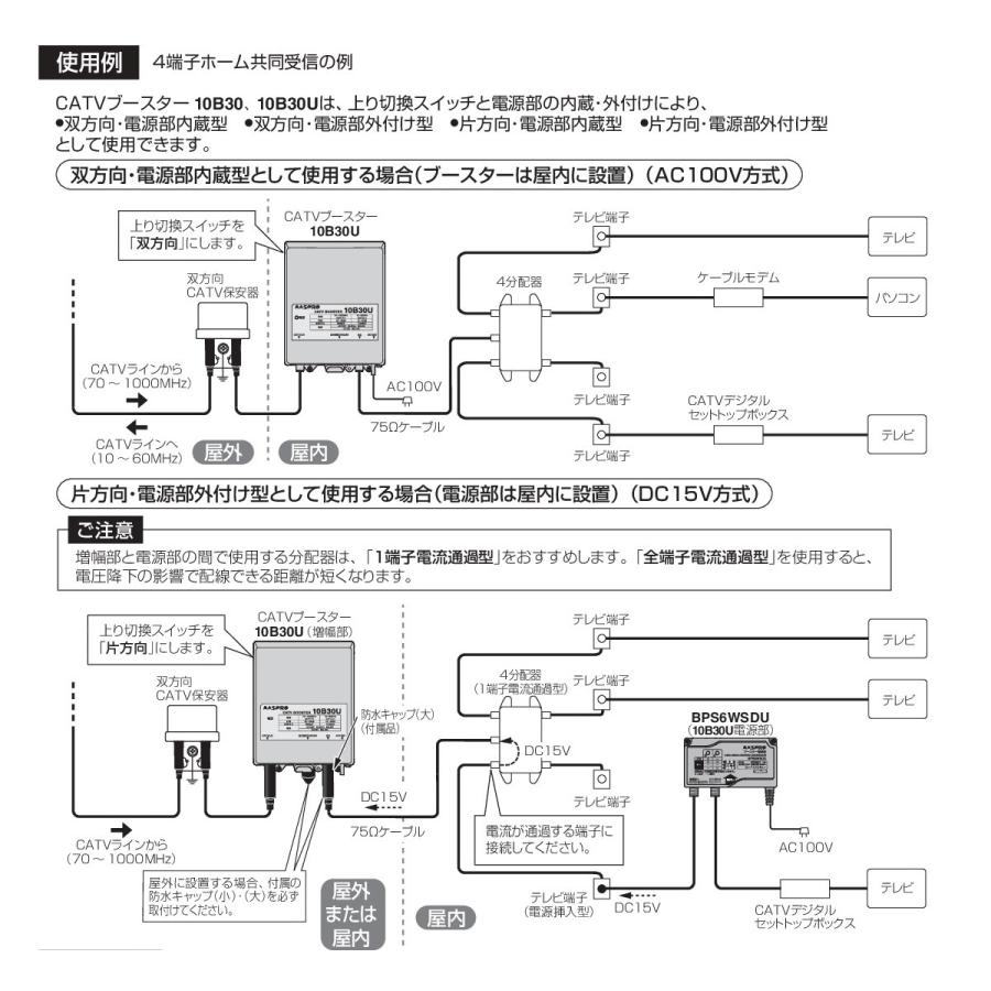 マスプロ 双方向 屋外(内)用 CATVブースター 30dB型 10B30-B マスプロ 双方向 屋外(内)用 CATVブースター 30dB型 10B30-B