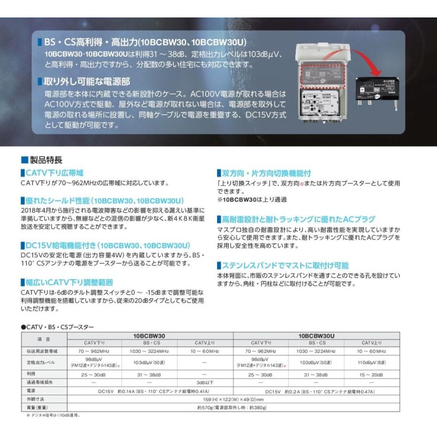 マスプロ 4K・8K衛星放送(3224MHz)対応 CATV・BS・CSブースター マスプロ 4K・8K衛星放送(3224MHz)対応 CATV・BS・CSブースター