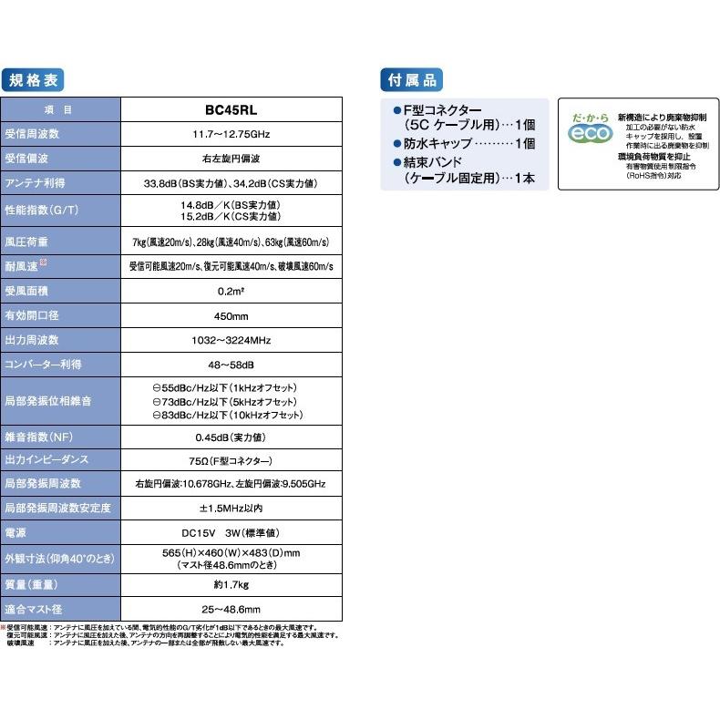 マスプロ 4K・8K衛星放送(3224MHz)対応 BS・110°CSアンテナ マスプロ 4K・8K衛星放送(3224MHz)対応 BS・110°CSアンテナ