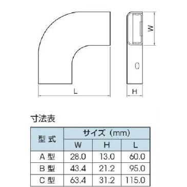マサル工業 メタルモール付属品 フラットエルボ C型 C303｜mmq｜03