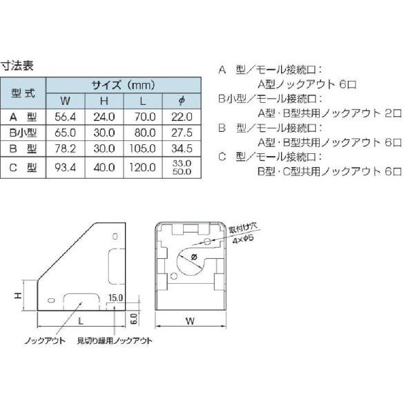 マサル工業 メタルモール付属品 コーナーボックス C型 C308｜mmq｜03