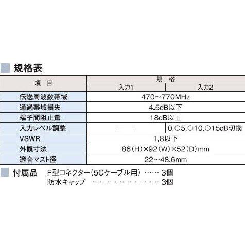 マスプロ 地デジ用 ハイスペックミキサー (混合器) MXHUD-P マスプロ 地デジ用 ハイスペックミキサー (混合器) MXHUD-P