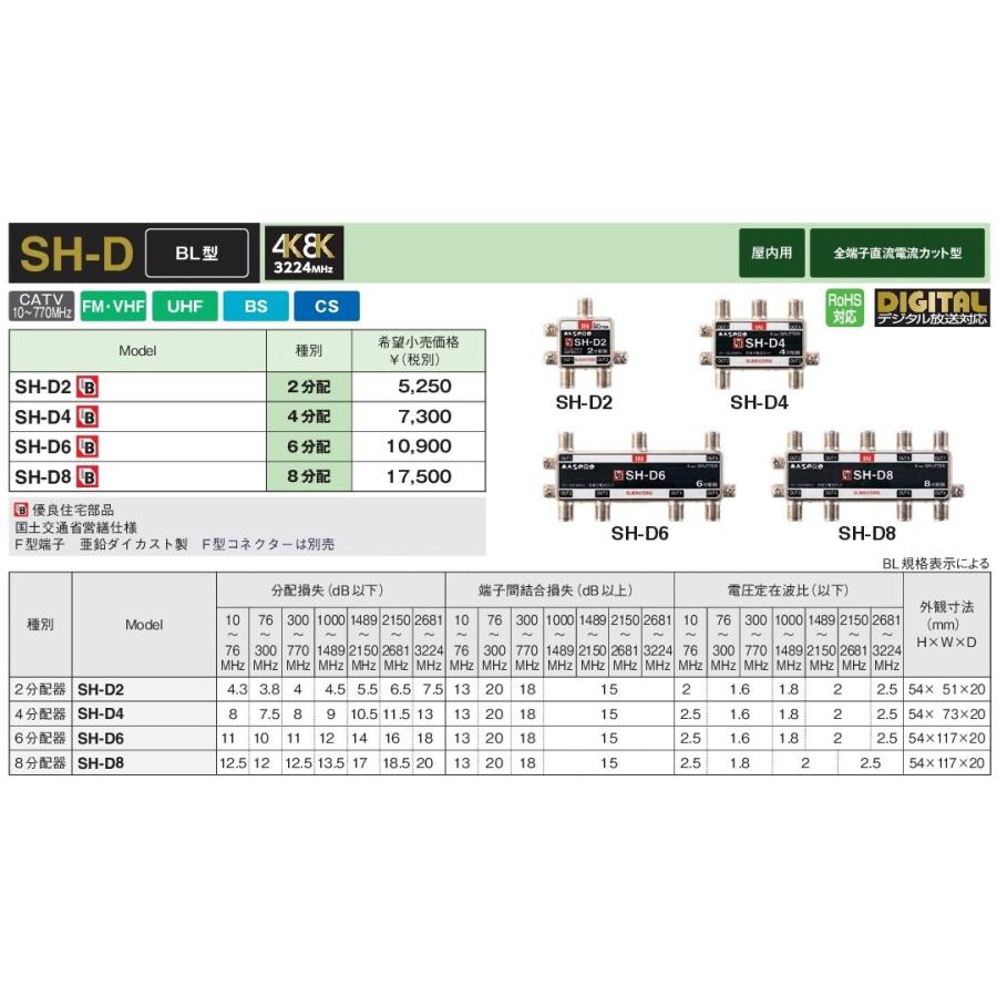 マスプロ 4K・8K衛星放送(3224MHz)対応 BL型 CATV VU・BS・CS マスプロ 4K・8K衛星放送(3224MHz)対応 BL型 CATV VU・BS・CS