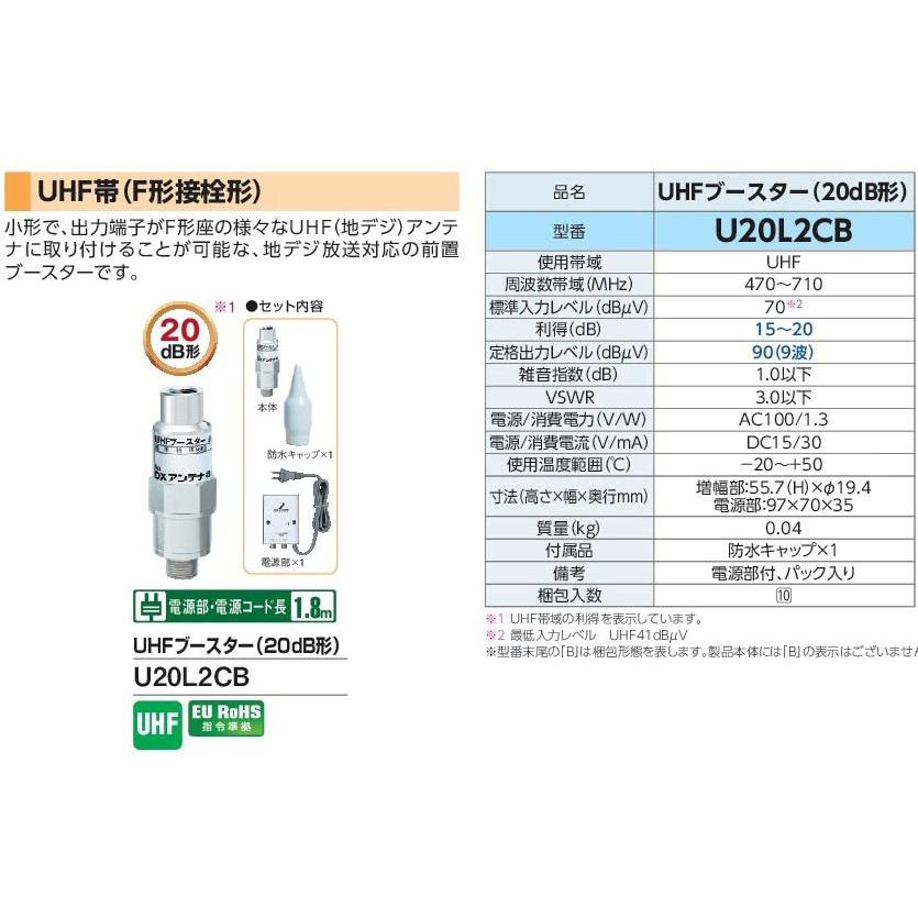 DXアンテナ UHFブースター(20dB形) U20L2CB 【公式通販】