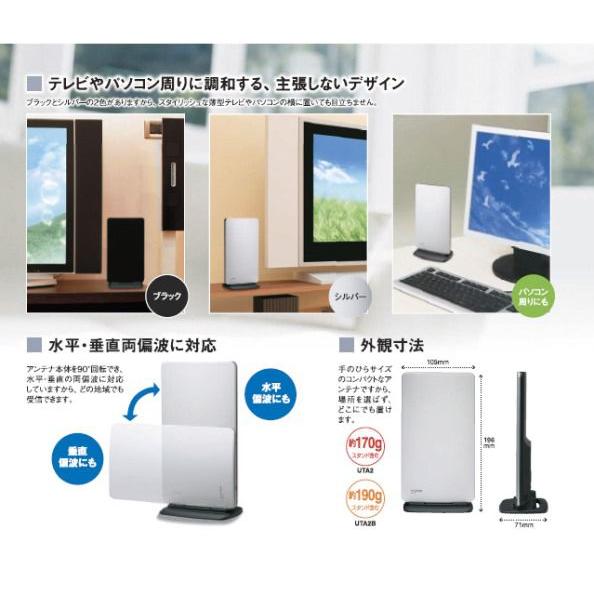 マスプロ（MASPRO） 地上デジタル放送用 卓上アンテナ シルバー UTA2(S