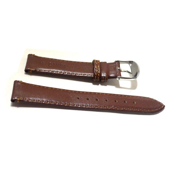 BAMBI バンビ スコッチガード 革ベルト 18mm ブラウン×シルバー レザー