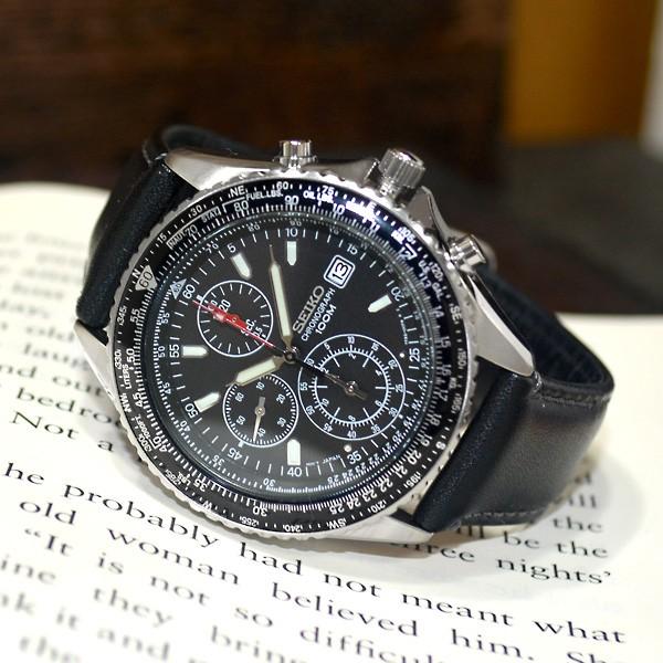 セイコー 逆輸入 海外モデル クロノグラフ SEIKO メンズ 腕時計 ブラック文字盤 ブラックレザーベルト SND253P1 正規品ベース BCM003AS｜mmr2｜02