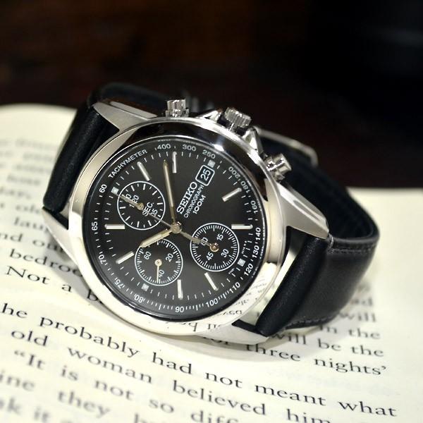 【可動】SEIKO メンズ　腕時計　クロノグラフ　ブラック　箱　保証書 SEIKO セイコー 腕時計 クロノグラフ 青文字盤 美品 - メルカリ