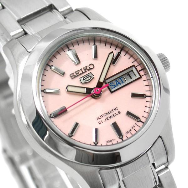 セイコー5 海外モデル 逆輸入 SEIKO5 自動巻き レディース 腕時計 ピンク文字盤 ステンレスベルト SYMD91K1 サイズ調整無料