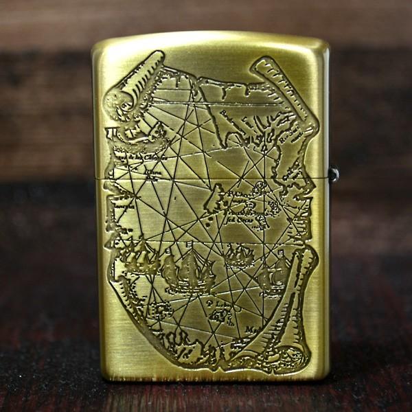 ジッポー ZIPPO ライター 限定モデル 海賊モチーフ 両面加工 真鍮古美