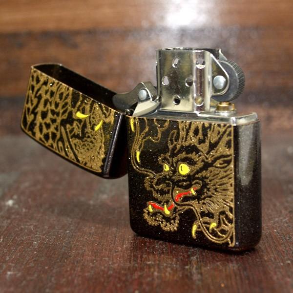 ジッポー ZIPPO ライター　和柄2 龍 ラメ入り ブラック｜mmr2｜02