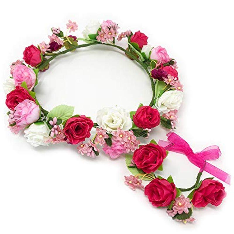 花かんむり 花冠 2点セット Fhkanset01 ウエディング ドレス花冠 リストレッド 結婚式 髪飾り 直送商品 結婚式