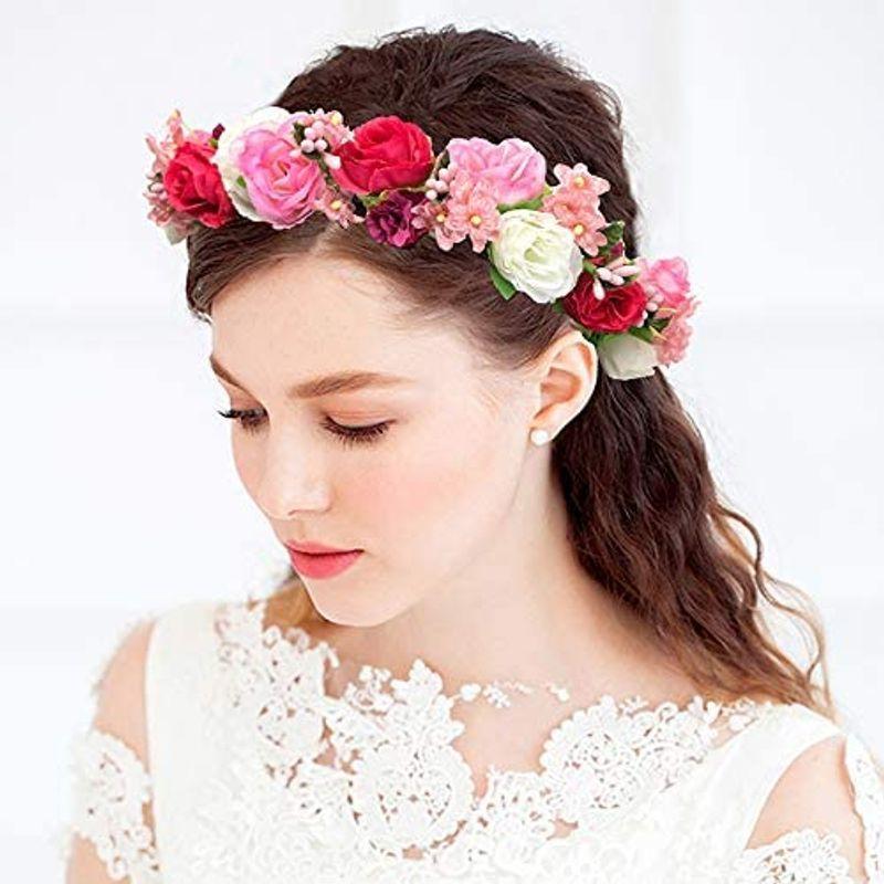 花かんむり 花冠 2点セット Fhkanset01 ウエディング ドレス花冠 リストレッド 結婚式 髪飾り 直送商品 結婚式
