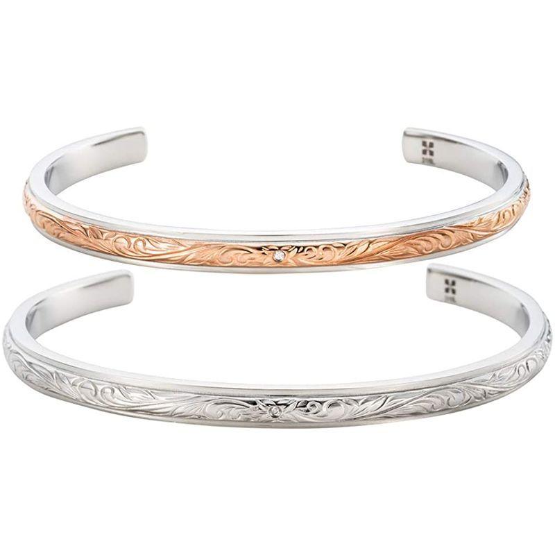 一番の贈り物 カップル ペアバングル ホワイトクローバー 人気 プ スクロール ダイヤモンド ハワイアンジュエリー ブランド サージカルステンレス メンズアクセサリー