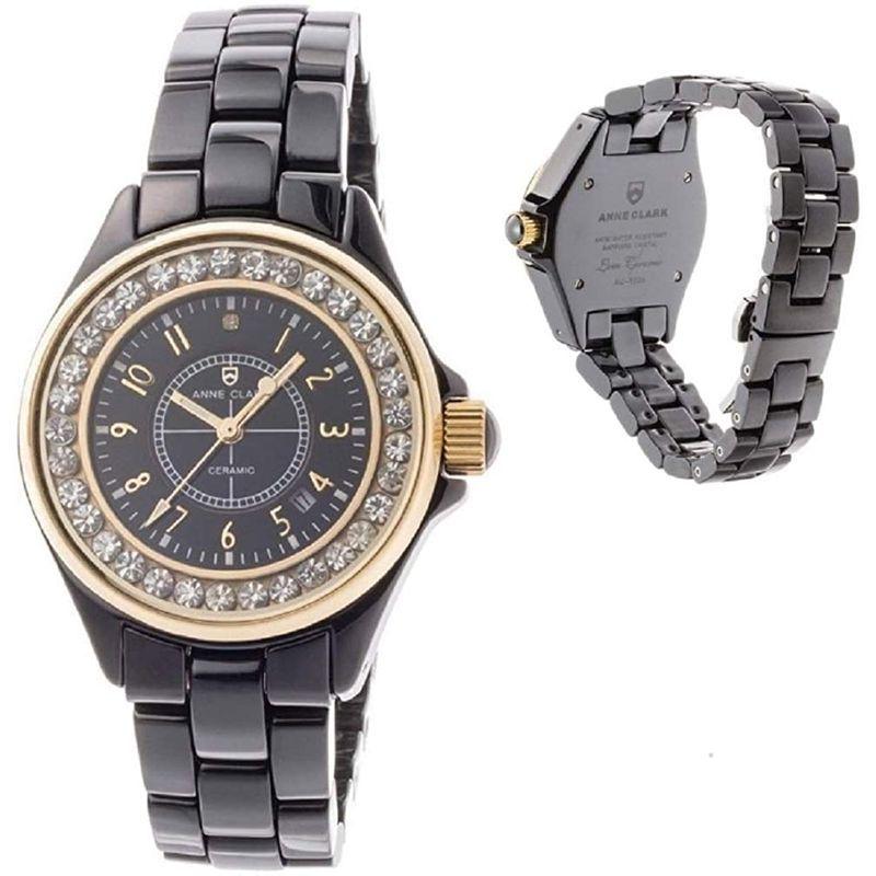 ANNE CLARK 腕時計 レディース 金属アレルギー軽減対策 フル セラミック ブラック ラインストーン(ジルコニア)ベゼル 天然ダイヤ CLARK 腕時計 レディース 金属アレルギー軽減対策 フル セラミック ブラック ラインストーン ジルコニア ベゼル 天然ダイヤ