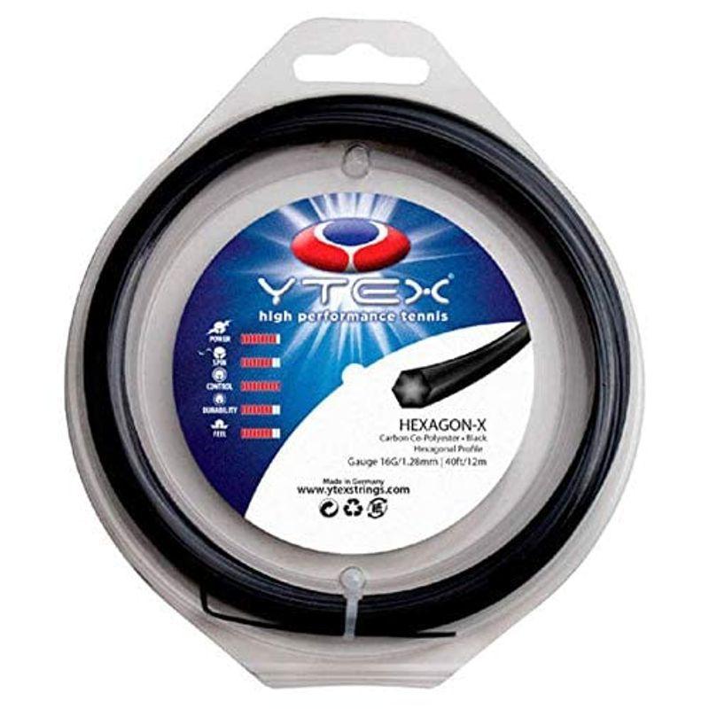 ワイテックス ヘキサゴン-X 12M 硬式テニス ポリエステル ガット ゲージ:1.28mm ブラック
