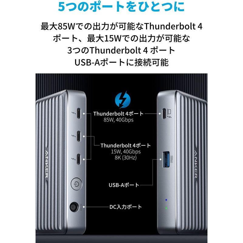 Anker　PowerExpand　5-in-1　Thunderbolt　8K対　Dock　85W出力　ドッキングステーション　Mini