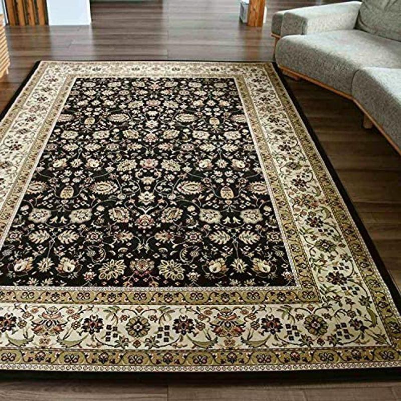 ラグ おしゃれ おしゃれ クラシック クラシック 絨毯 約 6畳 240x330cm ホットカーペット マット 黒 じゅうたん 防炎 限定品ブラガ２４０ ３３ ウィルトン 厚手 カーペット Mm商店