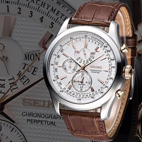 セイコー パーペチュアル SEIKO クオーツ メンズ クロノグラフ 腕時計 