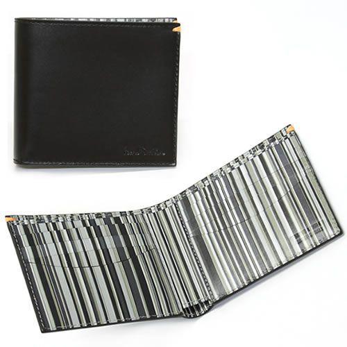 最安値に挑戦 ポールスミス メンズ Black B W510a 2662 Ajxa ブラック マルチストライプ 小銭入れ無し 二つ折り財布 財布