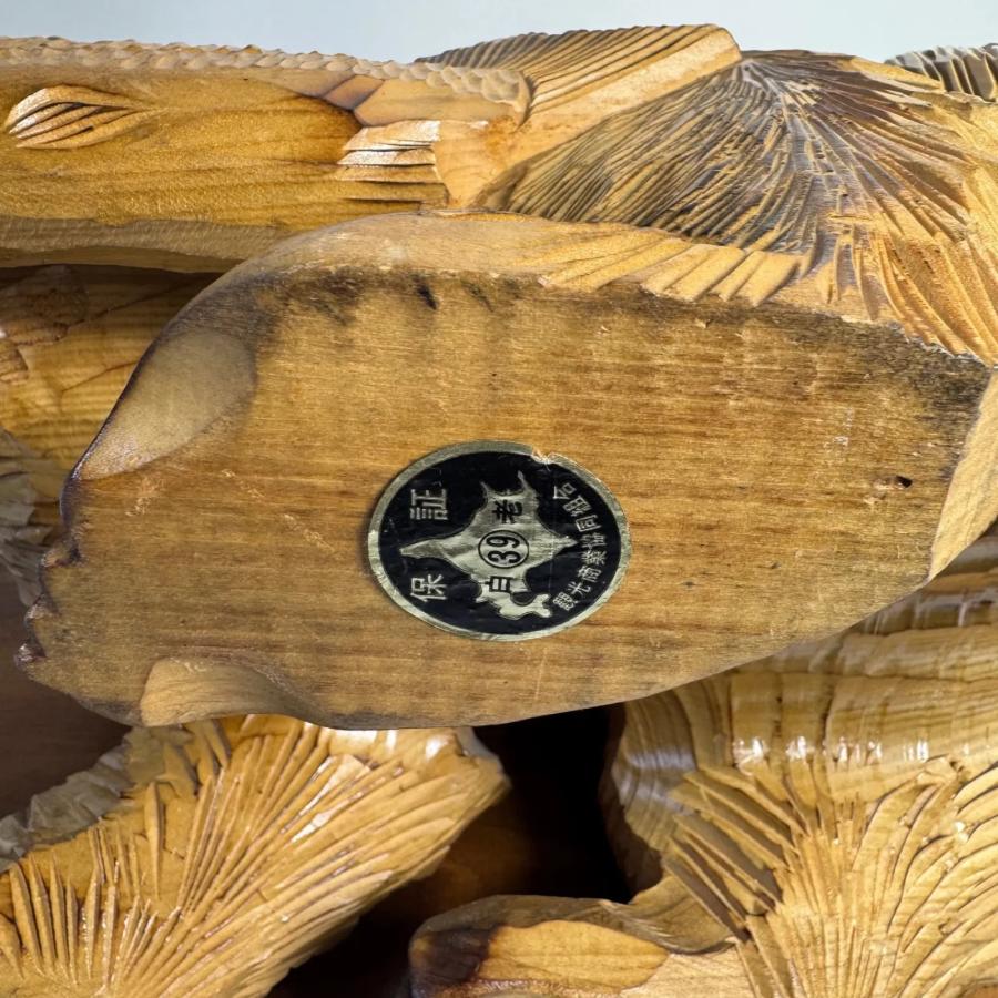 北海道 木彫り熊 鮭をくわえた熊】伝統工芸 民芸品 置物 天然木 彫刻