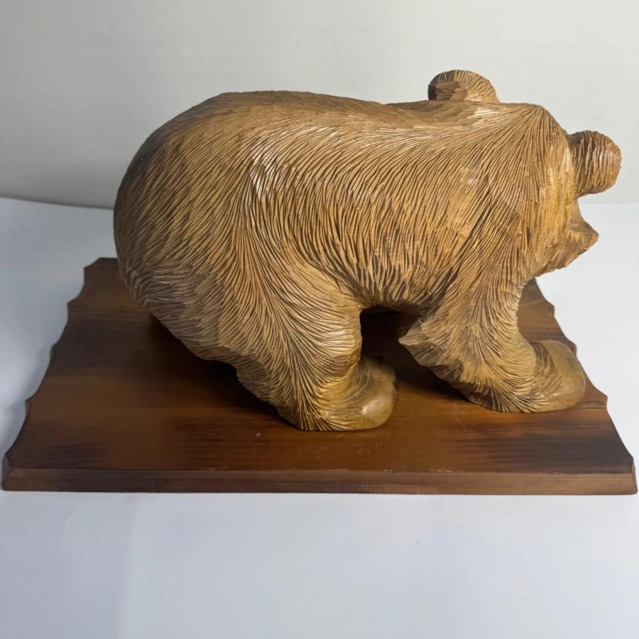 北海道 木彫り熊 鮭をくわえた熊】伝統工芸 民芸品 置物 天然木 彫刻