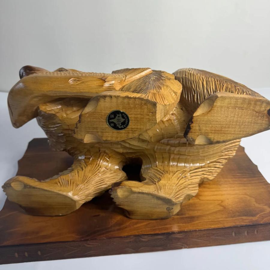 北海道 木彫り熊 鮭をくわえた熊】伝統工芸 民芸品 置物 天然木 彫刻