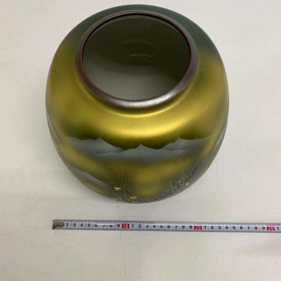 九谷焼 勇峰作 金彩 花瓶 共箱付 壺 花入れ 陶器 花器 和モダン