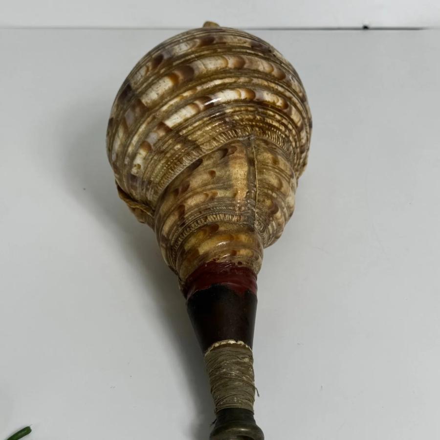 時代物 法螺貝笛 骨董品 明治 アンティーク 35cm 783g 山伏 仏教美術 希少・アンティーク】天然 法螺貝 ほら貝 吹奏楽器 約40cm 修験道 仏具