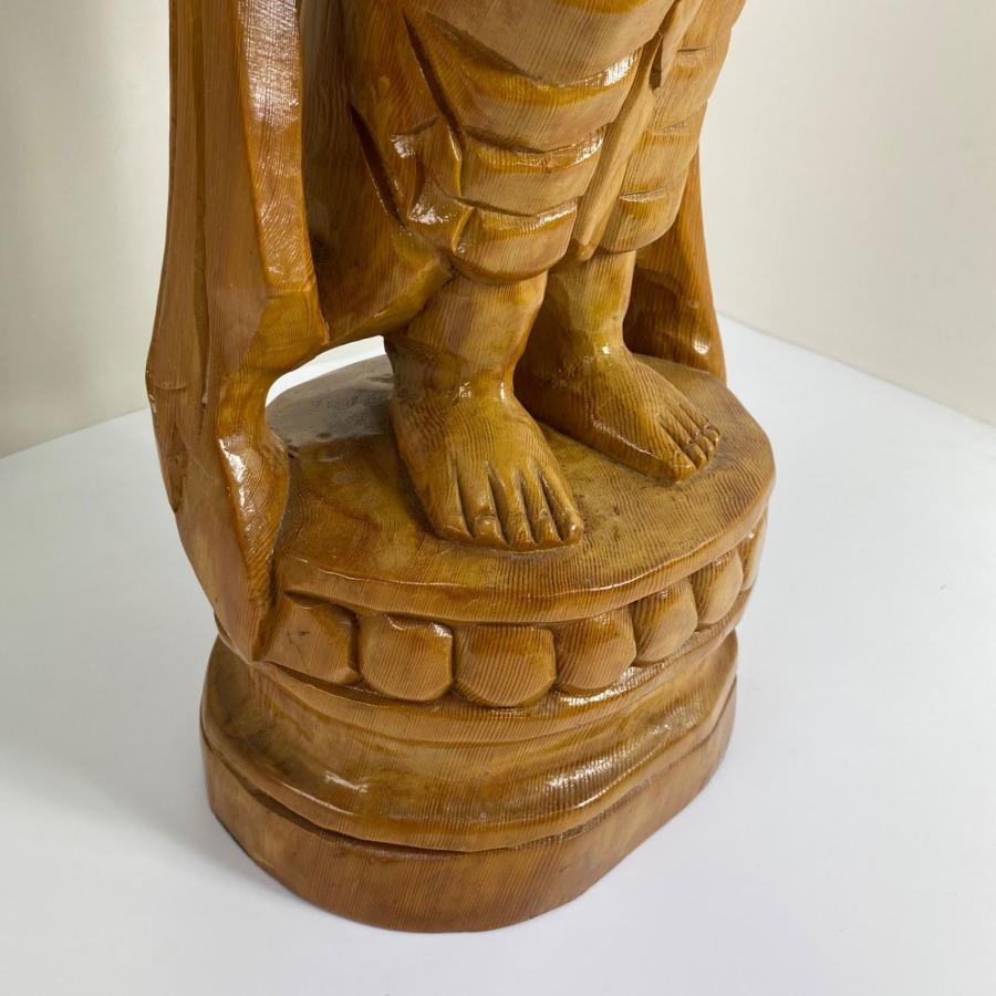 木彫り 観音菩薩像 仏像 彫刻 一木造 高さ約90cm 仏教美術 木製 置物