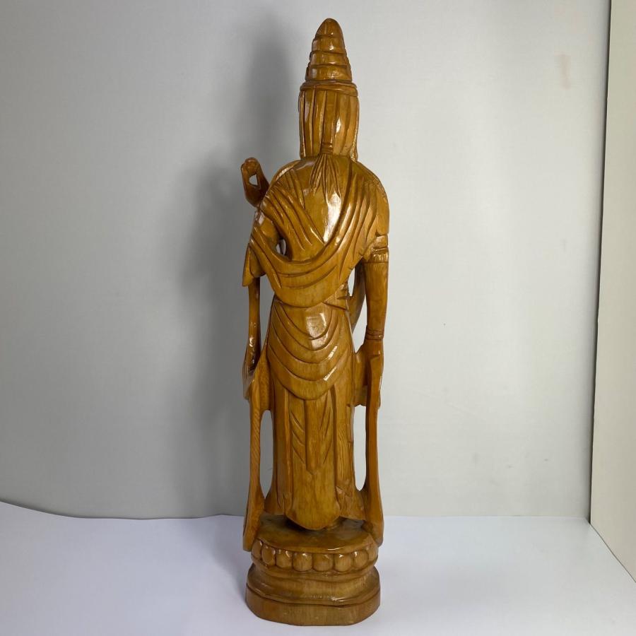 木彫り 観音菩薩像 仏像 彫刻 一木造 高さ約90cm 仏教美術 木製 置物