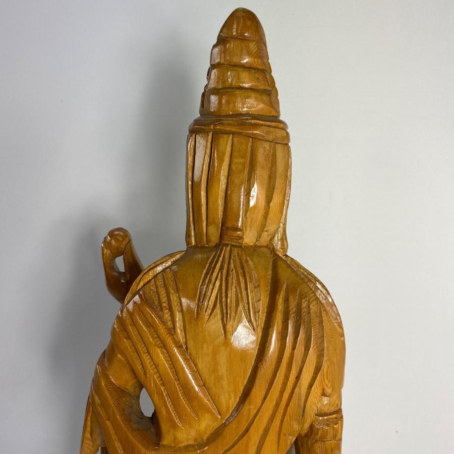 木彫り 観音菩薩像 仏像 彫刻 一木造 高さ約90cm 仏教美術 木製 置物